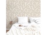 Carta Da Parati Adesiva Fogliame Ecru In Vinile Lavabile E Rimovibile - 1 Rotolo 50X300 Cm - Decochic