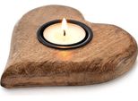 Orion | Portacandele - Portacandele In Legno - 12X12,5 Cm - A Forma Di Cuore - Per Tealight - Legno Di Mango