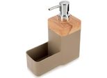 Orion | Dispenser Per Sapone - Beige - 500 Ml - Con Contenitore Per Spugna - Dispenser Con Pompa - Dispenser Per Detersivo