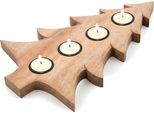 Orion | Candeliere - Portacandele In Legno - 40X27,5 Cm - Motivo Albero Di Natale - Per 4 Candele - Per Tea Light - Legno Di Mango