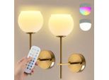 Rosikey Lampada Da Parete A Led Dorata - Lampada Da Parete Rgb Ricaricabile Con Telecomando - Illuminazione Da Parete In Vetro Senza Fili, Confezione Da 2 Pezzi