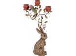 Clayre & Eef Portacandele Coniglio 24X10X47 Cm Plastica Color Oro