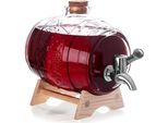 Orion | Distributore Di Vetro Con Rubinetto - Supporto Per Bottiglia Con Rubinetto - Brocca Di Vetro Con Rubinetto E Supporto In Legno - Distributore Di Bevande - 1 L