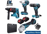 Set Di 4 Utensili A Batteria - Avvitatore A Impatto, Smerigliatrice Angolare, Trapano A Percussione, Trapano - 18 V - Motore Brushless - Batteria Inclusa - Diametro Di Foratura 26 Mm