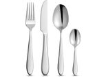Orion | Set Di Posate Argento - 24 Pezzi In Acciaio Inox - Per 6 Persone - Coltelli, Forchette, Cucchiai E Cucchiaini - Lavabile In Lavastoviglie