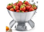 Orion | Bilancia Da Cucina Digitale Con Ciotola - Acciaio - 2,2 L - Bilancia Elettronica 5 Kg - Funzione Di Pesatura Aggiuntiva