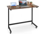 Costway Tavolino Con Rotelle, Tavolino Per Laptop Con Vano Portaoggetti Integrato, Tavolino Da Letto A Forma Di C, Tavolino Da Toeletta Per Soggiorno, Camera Da Letto, Marrone