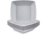 Orion | Piatto Fondo - Set Di Stoviglie - Set Di 6 - Plastica - Quadrato - Grigio - 17,5 Cm - 500 Ml - Lavabile In Lavastoviglie - Sandy
