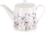 Orion | Caffettiera - Bianco - 1 L - In Porcellana - Teiera Con Manico - Motivo Floreale - Lavabile In Lavastoviglie - Louka
