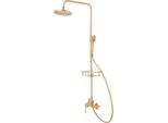 Set Doccia Vintage - Montaggio A Parete, Soffione E Doccetta - Regolabile In Altezza - Ottone - Valvola In Rame - Soffione Girevole A 360° - Tubo Flessibile Da 1,5 M - Bronzo