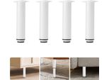 Set Di 4 Gambe Per Mobili - Piedini Regolabili - Altezza 18-32 Cm - Acciaio Laminato A Freddo, Gomma - Portata Totale 100 Kg - Bianco