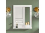 Specchio Da Parete Con Ripiano - Specchio Da Bagno - 40×49×10 Cm - Cornice In Alluminio - Design Moderno - Bianco