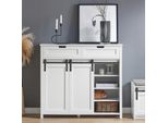 Credenza Con Ante Scorrevoli - Modello FSB74-W - Credenza E Mobile Contenitore - Mobile Da Soggiorno - Da Montare - Bianco