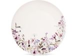 Orion | Piatto Piano - In Porcellana - Bianco - Motivo Floreale - Rotondo - 27 Cm - Lavabile In Lavastoviglie - Louka