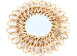 Specchio In Rattan - Specchio Con Cornice Rotonda - Ø 20 Cm - Stile Classico - Portatile - Rattan + Abs - Marrone