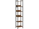 Libreria A Scala - Scaffale A 6 Ripiani - Struttura In Metallo - Legno Mdf E1 - 40 X 30 X 187 Cm - 4 Ganci Rimovibili - Stile Industriale Vintage - Nero/Cioccolato