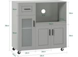 Carrello Da Cucina/Carrello Di Servizio - Credenza Su Ruote/Ripiano Per Microonde - Legno - Con Rotelle - Da Montare - Grigio