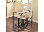 OGT11 - Tavolo Da Bar E Set Da Pranzo Bistrot - 5 Pezzi - 4 Sedie - Legno - Design Minimalista - Richiede Assemblaggio - Beige