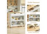 Carrello Di Servizio/Carrello Da Cucina - Carrello Con Ripiani - Legno - Con Rotelle - 98 X 94 X 58 Cm - Richiede Assemblaggio - Bianco