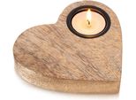 Orion | Portacandele - Portacandele In Legno - 13X12 Cm - A Forma Di Cuore - Per Tealight - In Legno Di Mango