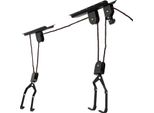 Sollevatore A Soffitto Per Biciclette - Sistema Di Sollevamento A Carrucola - Portata 60 Kg - Regolabile - Cintura Di Sicurezza - Acciaio - Per Garage, Mtb/Bici Da Corsa - Nero