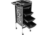 Carrello Da Parrucchiere - Carrello Da Salone - 5 Ripiani, 4 Cassetti Estraibili - Acciaio Inossidabile E Plastica - Rettangolare - Moderno - Nero