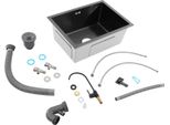Lavello Da Cucina - Lavello Da Incasso A Vasca Singola - 55×40 Cm - Acciaio Inox 304 - Con Rubinetteria - Rettangolare - 1 Foro - Nero
