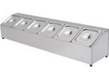 Scaffale Per Spezie - Set Di Contenitori - Set Con 6 Contenitori - Acciaio Inossidabile 201 - Capacità 1,5 L Per Contenitore - Con Coperchio - Dimensioni 104X26X24 Cm - Argento