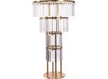 Portafiori Per Matrimoni - Podio Rotondo A 4 Livelli - Dimensioni 50×90 Cm - Capacità Di Carico 8 Kg - Base Ø 28 Cm - Ferro E Acrilico - Per Composizioni Floreali E Palloncini - Oro