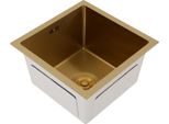 Lavello Da Cucina - Vasca Singola - Dimensioni 38X38 Cm - Acciaio Inox 304 - 1 Foro - Senza Rubinetteria - Per Cucina/Bar - Oro