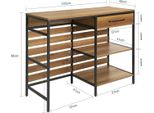 Carrello Da Cucina - Carrello Di Servizio - Scaffali Aperti - Con 1 Cassetto - Con Rotelle - Legno - 120×90×45 Cm - Stile Vintage - Marrone