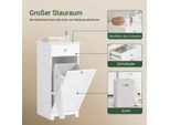 BZR21 - Armadio Per Biancheria / Armadio Da Bagno - Sacco Porta Biancheria Estraibile - Cassetti - Legno - Compatto <60 Cm - Montaggio Necessario - Bianco