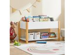 Libreria Per Bambini - Scaffale In Legno - 85×42×45 Cm - Contenitore Da Terra Per Libri E Giocattoli - Richiede Assemblaggio - Giallo Chiaro
