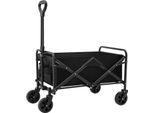Carrello Pieghevole - Carrello Da Giardino E Da Spiaggia - Telaio In Acciaio - Dimensioni L - Manico Regolabile 68-92 Cm - Ruote In Gomma Da 12,7 Cm - 2 Portabicchieri - Dimensioni Da Piegato 51×13×68 Cm - Nero