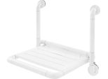 Sedile Doccia Per Montaggio A Parete - Sedile Doccia Ribaltabile - Portata 150 Kg - Seduta 34×37 Cm - Larghezza 50 Cm - Materiale Abs + Acciaio Inox - Rettangolare - Distanza Dalla Parete 5 Cm - Bianco