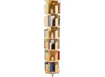 Libreria Girevole - Libreria A Torre - 6+ Ripiani - Rotonda - Modello Indipendente - Legno - Con Piedini - Marrone