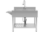 Lavello Da Cucina - Vasca Singola - Acciaio Inossidabile - Rubinetto Estraibile 60 Cm - Piedini Regolabili 1-3 Cm - Portata 150 Kg - 89,92×56,9×93,98 Cm - Argento