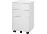 Mobile Archivio Mobile - Contenitore Con Rotelle Per Ufficio - 3 Cassetti - Con Rotelle - 40 X 70 X 40 Cm - Portata 30 Kg - Materiale Ligneo - Ripiano Per Stampante - Bianco
