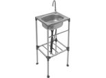 Lavello Da Cucina Indipendente - Acciaio Inossidabile - Vasca Singola - Con Rubinetto, 1 Foro - Da Montare Autonomamente - 38 X 33 X 83 Cm - Argento