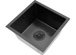 Lavello Da Cucina In Acciaio Inox 304 - Vasca Singola - 38 X 38 Cm - Senza Rubinetteria - 1 Foro - Nero