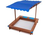 Sabbiera Per Bambini - Sabbiera Rettangolare In Legno - Design Senza Fondo - Coperchio Ribaltabile - 126×121×118 Cm - Portata 100 Kg - Per Bambini Dai 3 Ai 14 Anni - Blu