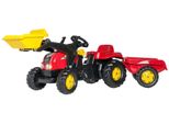 Tretfahrzeug ROLLY TOYS rollyKid, rot, Tretfahrzeuge, KinderB:47cm H:55cm T:161cm, Kunststoff, Tretfahrzeug, Traktor mit Trailer und Lader, B:47cm H:55cm T:161cm