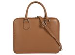 Aktentasche CLUTY, Damen, Gr. B/H/T: 35cm x 28cm x 13cm onesize, braun (cognac), Leder, leicht glänzend, unifarben, Taschen Aktentasche, echt Leder, Made in Italy