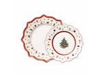 Geschirr-Set VILLEROY & BOCH Teller-Set Toy's Delight weiß-rot, bunt (weiß, rot), Porzellan, Geschirr-Sets, Geschirr-Set