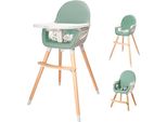 Hochstuhl BABYGO Scandi - wood, Baby, Gr. B/H/T: 59cm x 102cm x 59cm, grün (mint), Stühle Hochstuhl