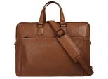 Aktentasche X-ZONE, Gr. B/H/T: 35cm x 30cm x 4cm onesize, braun (cognac), Leder, leicht glänzend, unifarben, Taschen Aktentasche, echt Leder