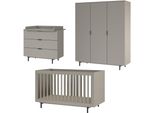 Babymöbel-Set GERMANIA Tomino, grau (steingrau), B:437cm H:190cm T:75cm, Holzwerkstoff, Schlafzimmermöbel-Sets, Babymöbel-Set, modernes Design, mitwachsendes Komplett-Set mit großem Schrank