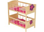 Puppenbett ROBA Puppenetagenbett, Happy Fee, beige (natur, pink), Puppenmöbel, KinderB:57cm H:57cm T:31cm, Massivholz, Puppenbett, B:57cm H:57cm T:31cm