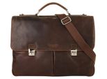 Aktentasche BUGATTI ROMANO, Gr. B/H/T: 44cm x 30cm x 15cm onesize, braun, Leder, used, Taschen Aktentasche, echt Leder