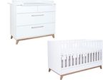 Babymöbel-Set ARTHUR BERNDT Babyzimmer Set »Lina« 2-teilig, weiß (kreideweiß), B/H: 70cm x 140cm, Hartfaserplatte, Holzwerkstoff, Massivholz, Melamin, Metall, Schlafzimmermöbel-Sets, Babymöbel-Set